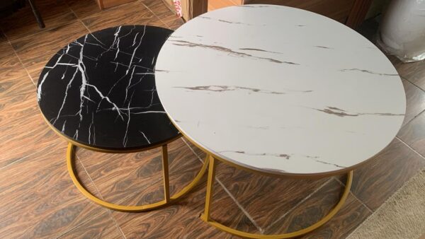 2 in 1 set faux marble center table