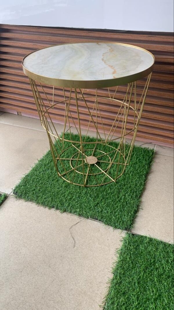 Side stool white and gold color